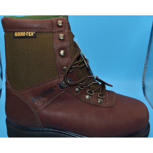 Wolverine Men's Steel Toe Work Boots Sz 8 Gore-Tex Waterproof Brown Leather NEW - Picture 2 of 8